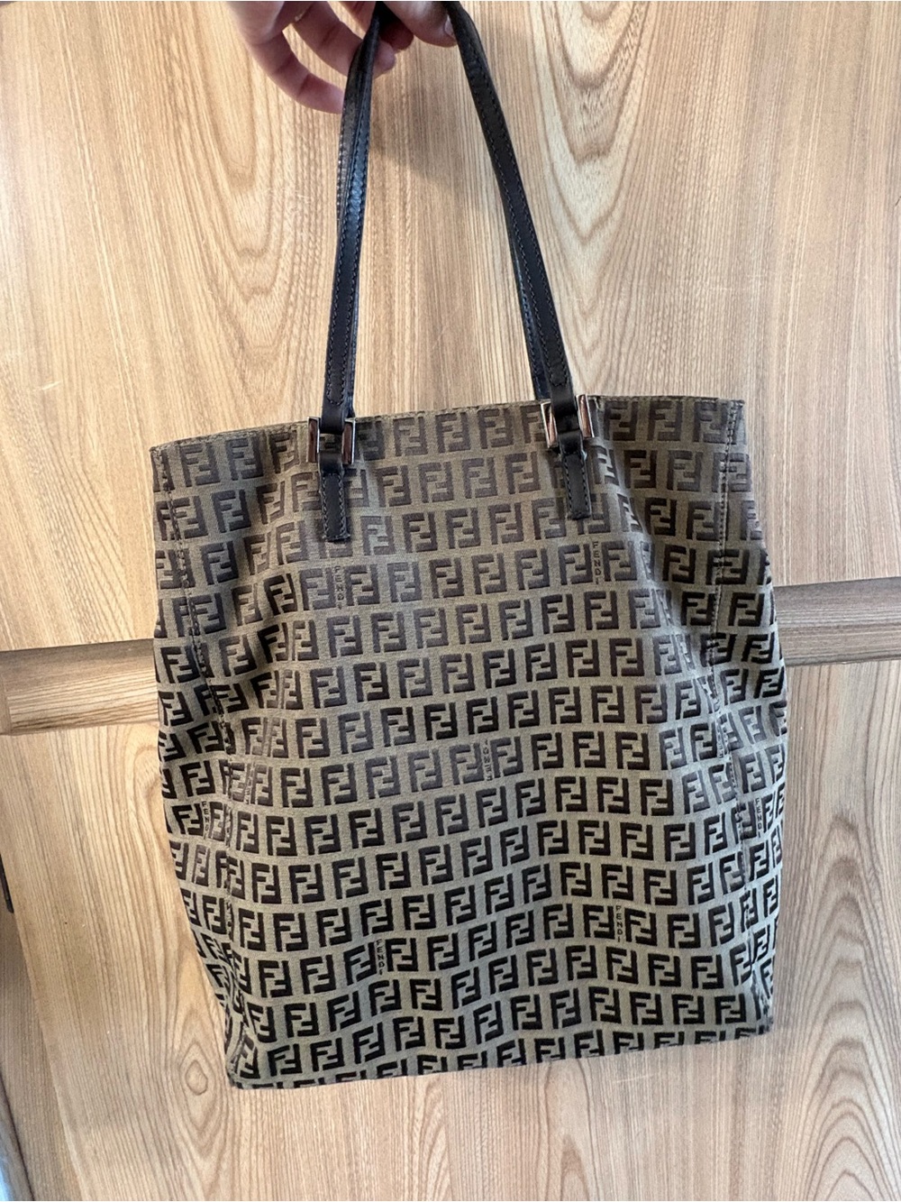 Auth Fendi Zucca Tote Bag Brown FF Monogram Canvas Shoulder Bag Vintage - Picture 2 of 15